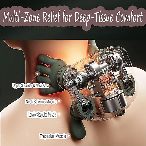 Miniatura 4 de Masajeador de cuello con calor, masaje eléctrico de tejido profundo 4D, masaje inalámbrico de tejido profundo para alivio del dolor cervical y de