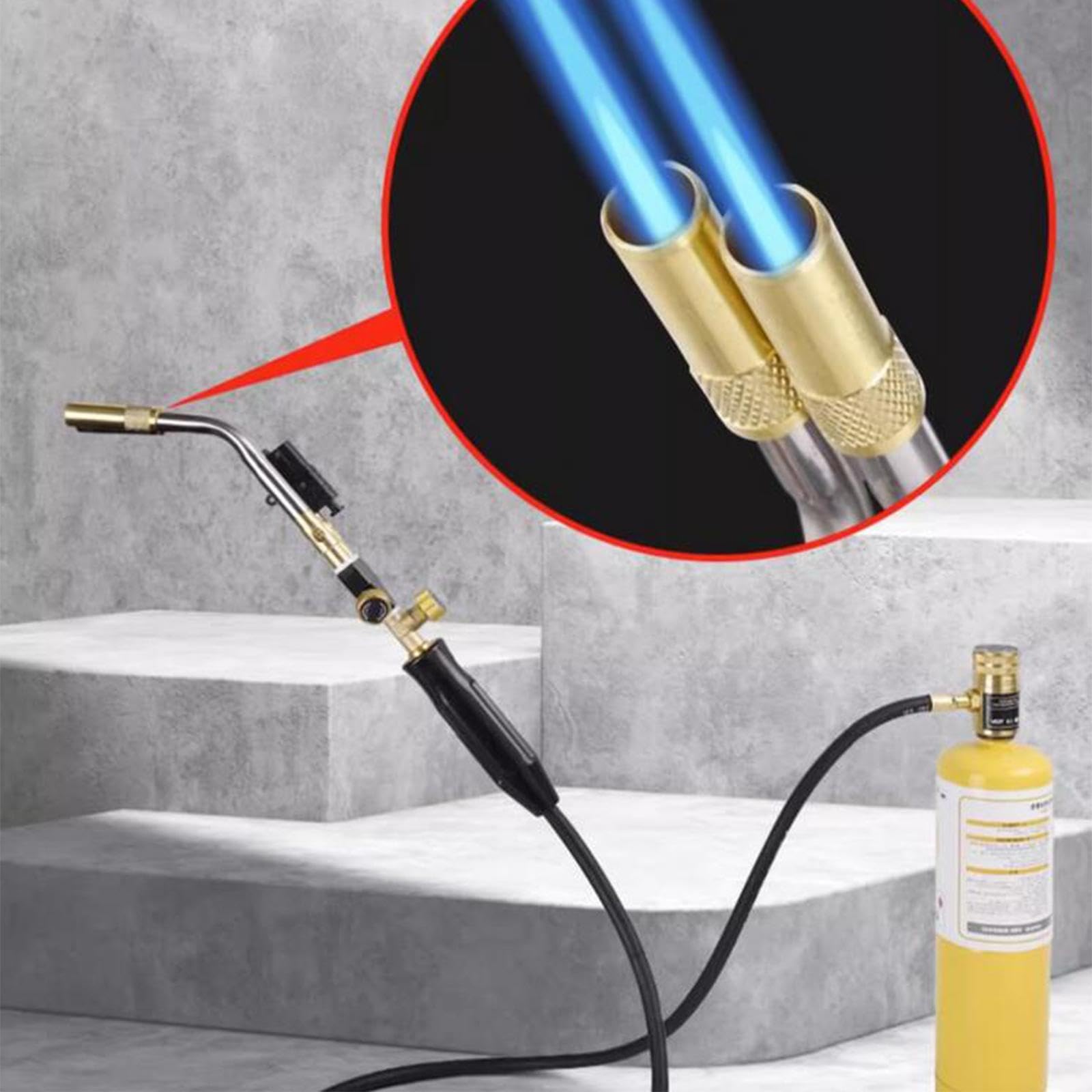 Chalumeau de Soudage Allumage Souffle Tuyau Renforcé 150cm Laiton Cuivre pour Brasage Découpe Fusion Chauffe Adapté à l'Entretien Atelier, Double réglage