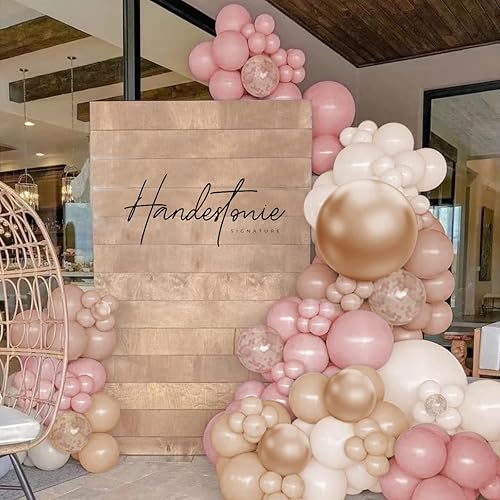 Miniatura 6 de Kit de arco de guirnalda de globos bohemios, 156 globos de color rosa polvoriento, marrón pastel, metálico, champán, dorado, blanco, para boda, baby