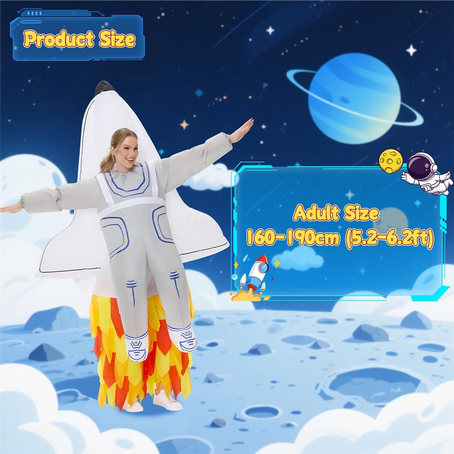 Tanganan Inflatable Spaceship Costume for Adult, Halloween Manned Spacecraft Rocket Costumes Suits Blow up Costumes for Men Women Cool Funny Fancy Dress Party - Image 3