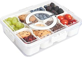 Snackle Box Taco Bar Serving Set for a Party - Divided Lazy Susan Serving Tray - Taco Tuesday Kit - Chip and Dip Serving Set for Party - Carry-on Appetizer Serving Tray (11.4")