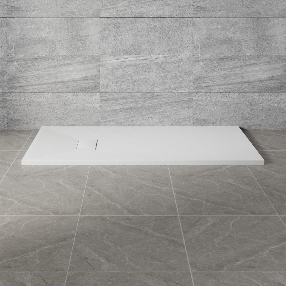NRG 1400x700mm White SMC Rectangle Shower Tray Slip-Resistance Bathroom Shower Enclosure Base Tray