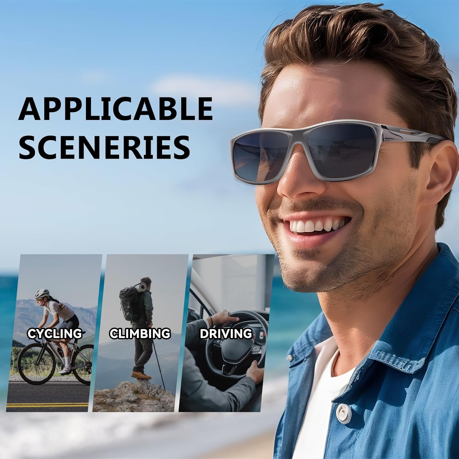 2 Pack Bifocal Reading Sunglasses Men Wrap Around Sports Sun Readers Outdoor Clear Top Soft Nose Pads PC Frame UV400 - Image 5