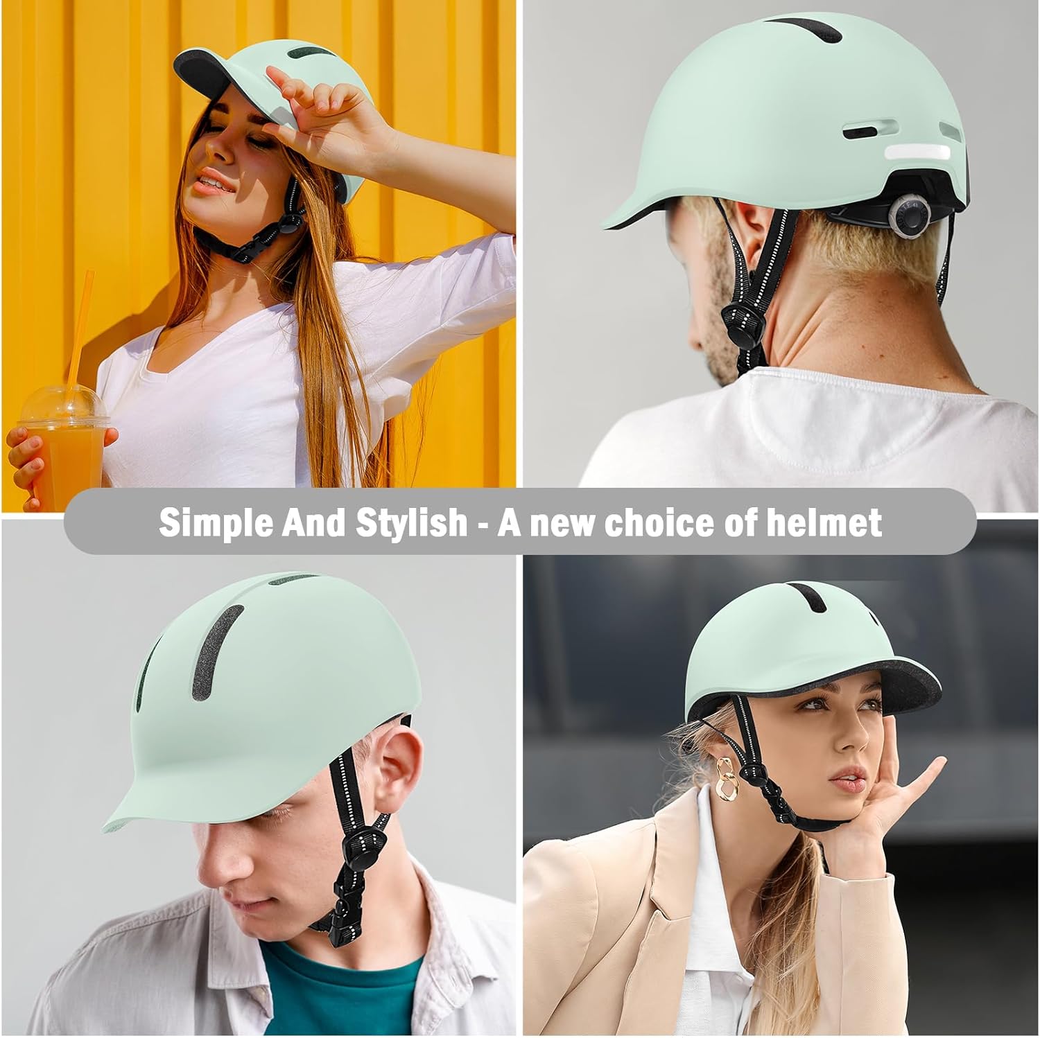 Shinmax Bike Helmet - Lightweight Adjustable Baseball Cap Style Cycling Helmet with Long Visor, Reflective Strip, for Urban Commuter, Mountain & Road Biking