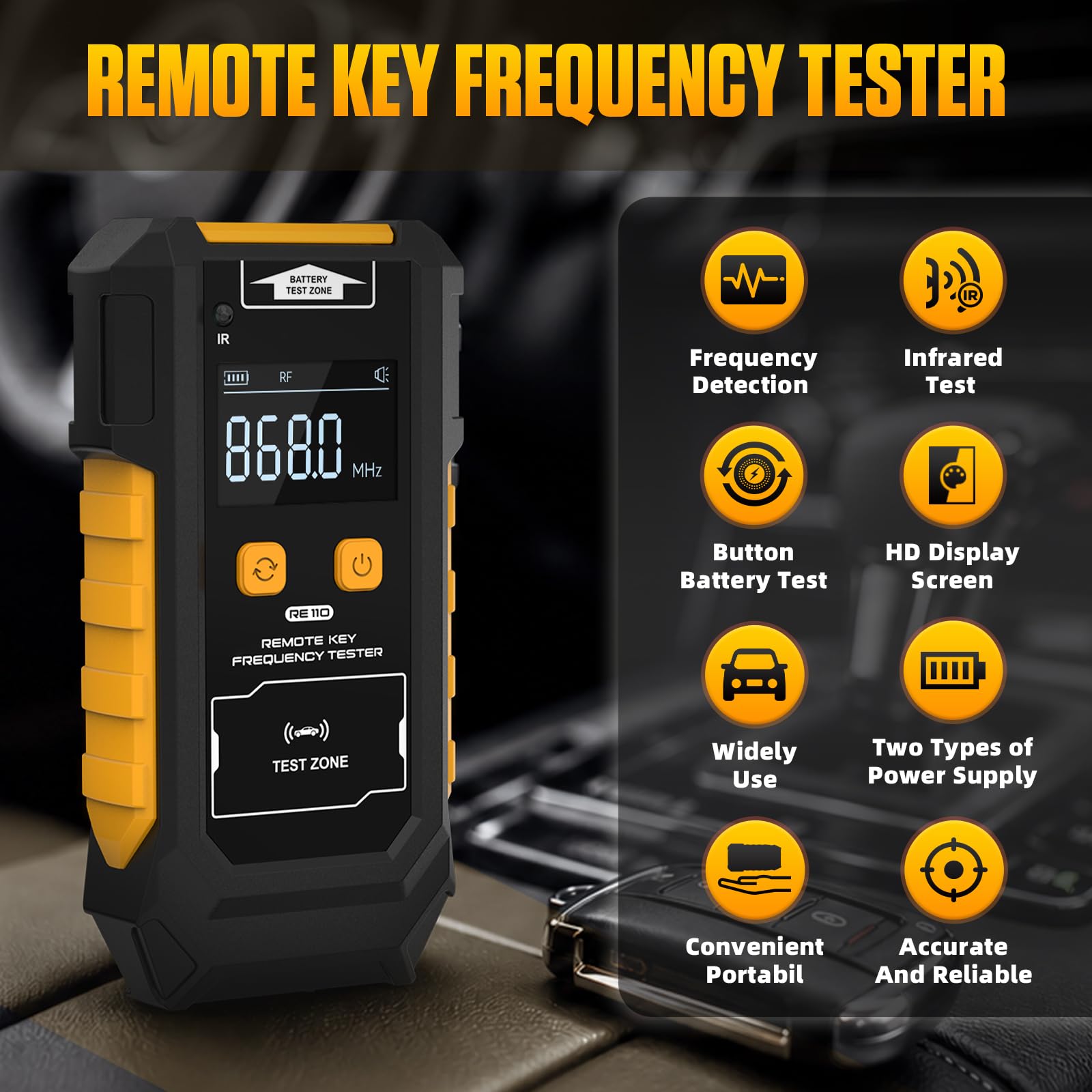 Probador de frecuencia de control remoto, 433 MHz, 868 MHz, 902 MHz, mando a distancia, fuente de alimentación doble, medidor de frecuencia digital con detección de infrarrojos, detección de