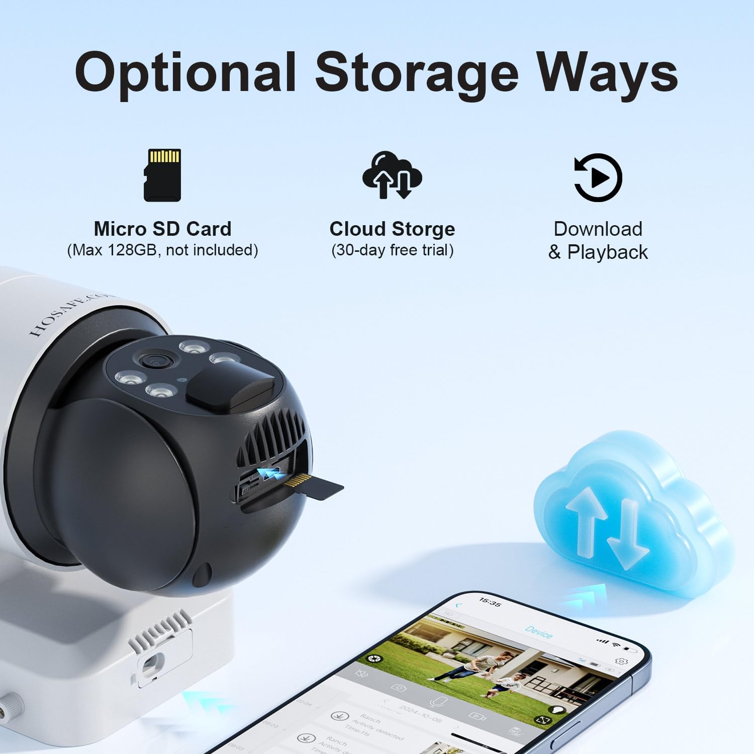 HOSAFE.COM Security Cameras Wireless Outdoor, Solar WiFi Cameras for Home Security, 2K Color Night Vision, AI Motion Detection, 2-Way Audio, SD/Cloud Storage, IP66 Waterproof - Image 7