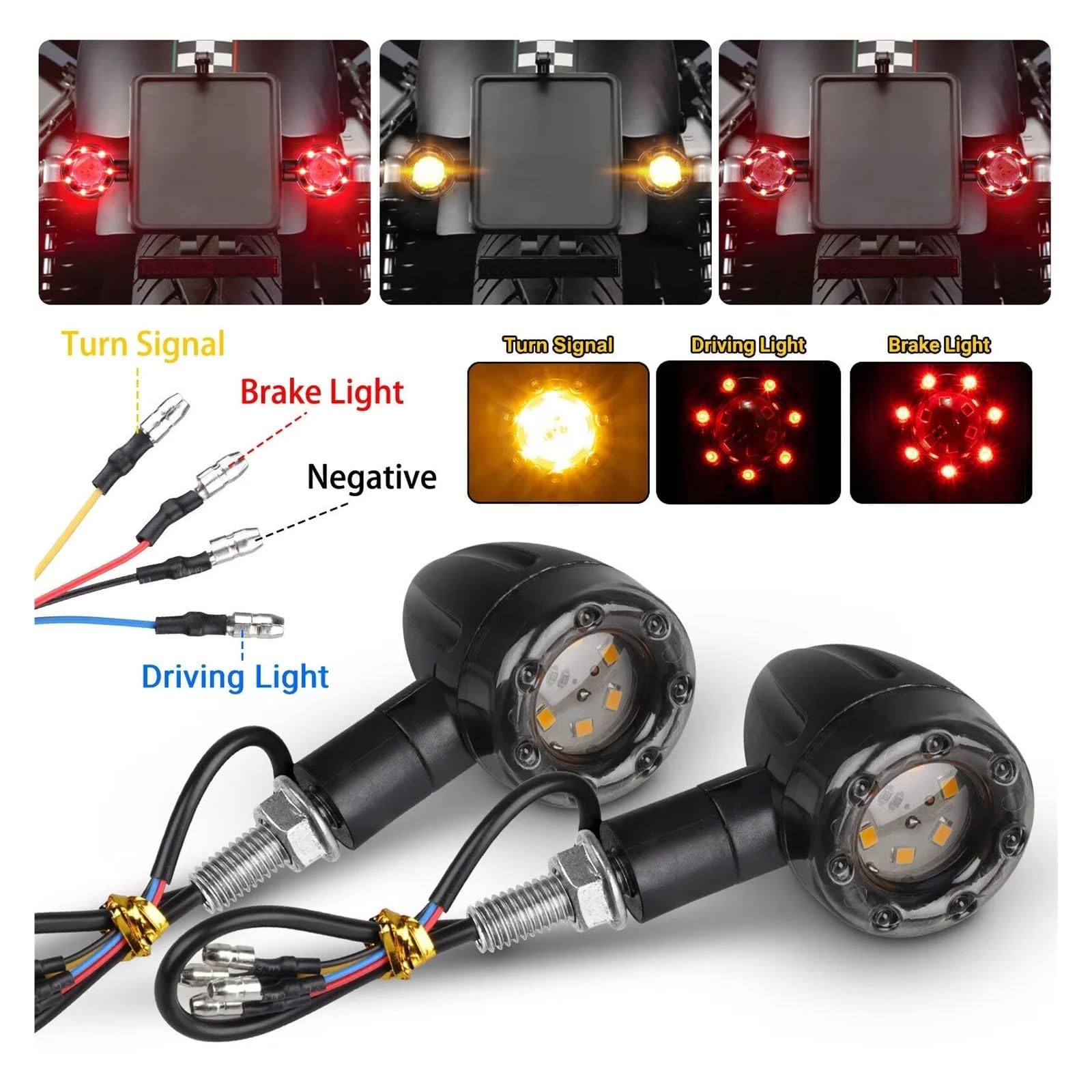 Fanale posteriore per moto Indicatori di direzione per moto, luci freno a LED, luci posteriori per moto, lampadine di segnalazione Per Ambra e rosse