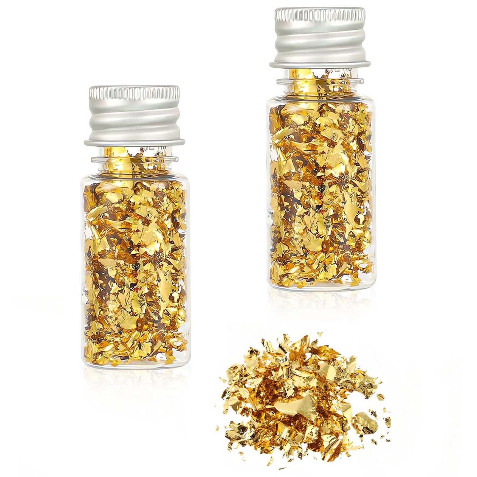 Gold Foil Copper Leaf,2 PCS Gold Foil Flakes for Resin 5 Gram Imitation Gold Foil Flakes Leaf Leaf Metallic Foil Flakes for Slime and Resin Jewelry Making, Nail Art Painting DIY Craft