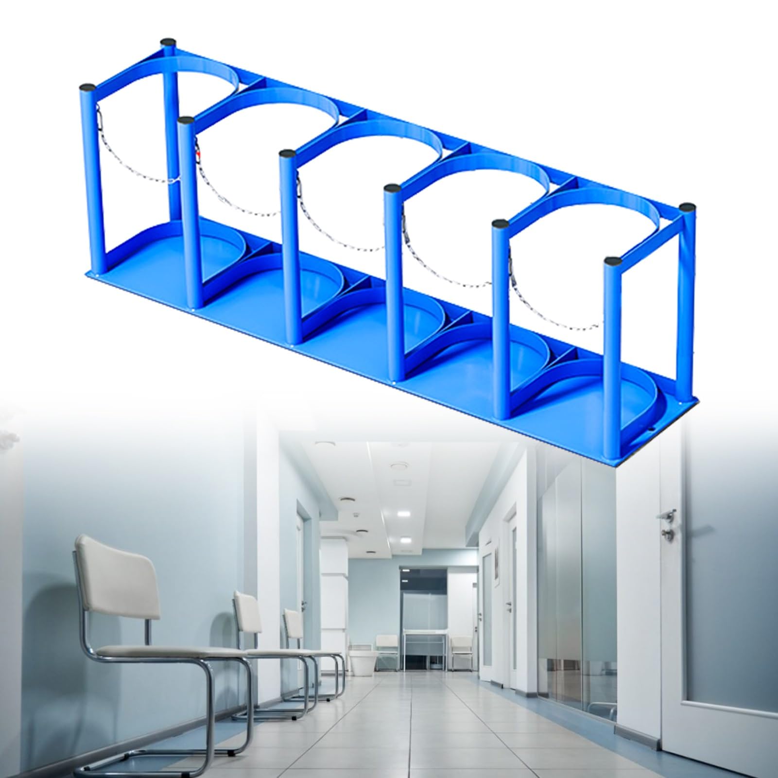 GHHVFEC Oxygen cylinder rack,Oxygen Tank Holder for MJDREll Cylinders, Steel Rack & Stand, Portable Gas Bottle Carrier, Ideal for Clinics, Care Homes & Home Use (L-93cm/36.5")