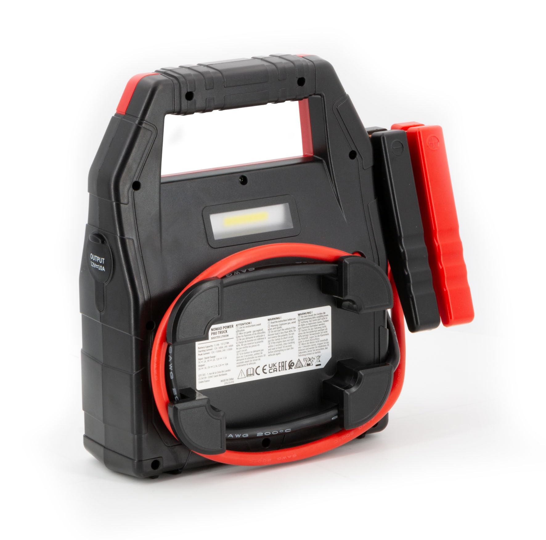 GYS, Nomad Power Pro Truck, arrancador/Booster batería de litio portátil 2000A, vehículos de 12/24 V (motocicleta, coche, camión), arranque seguro, batería externa de 5,3 Ah (PowerBank), lámpara LED,