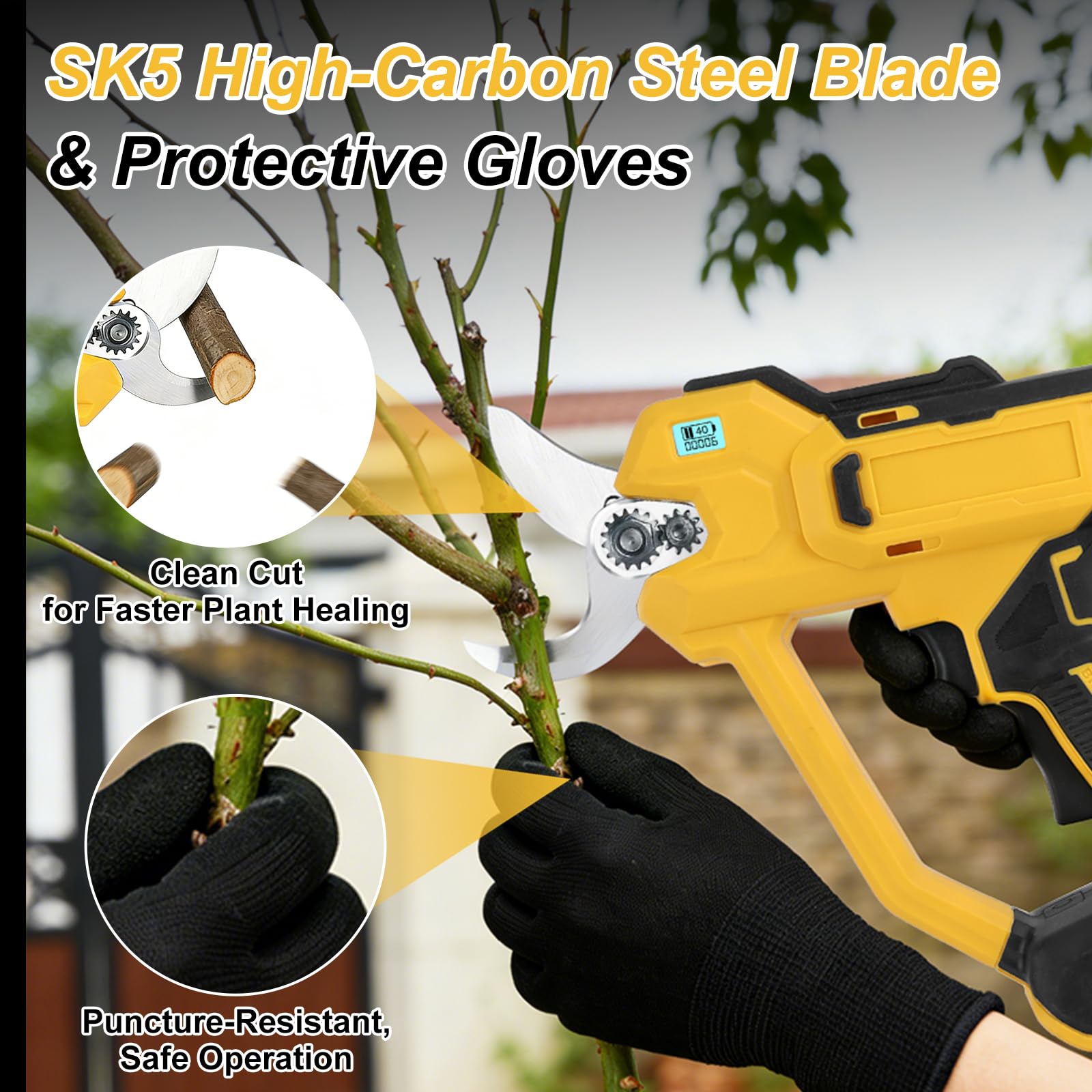 Sécateur Électrique Sans Fil, Compatible avec Dewalt 18V/21V, Sécateur a Batterie, Coupe Branche Électrique, Diamètre de Coupe Max. 30 mm, pour Jardinage, Branches, Haies (Sans Batterie)