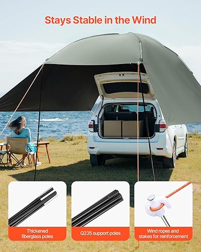 Miniatura 8 de VEVOR Versatility - Tienda de campaña para campamento, toldo para automóvil, protección UV50+ PU3000mm, refugio solar para plataforma trasera de