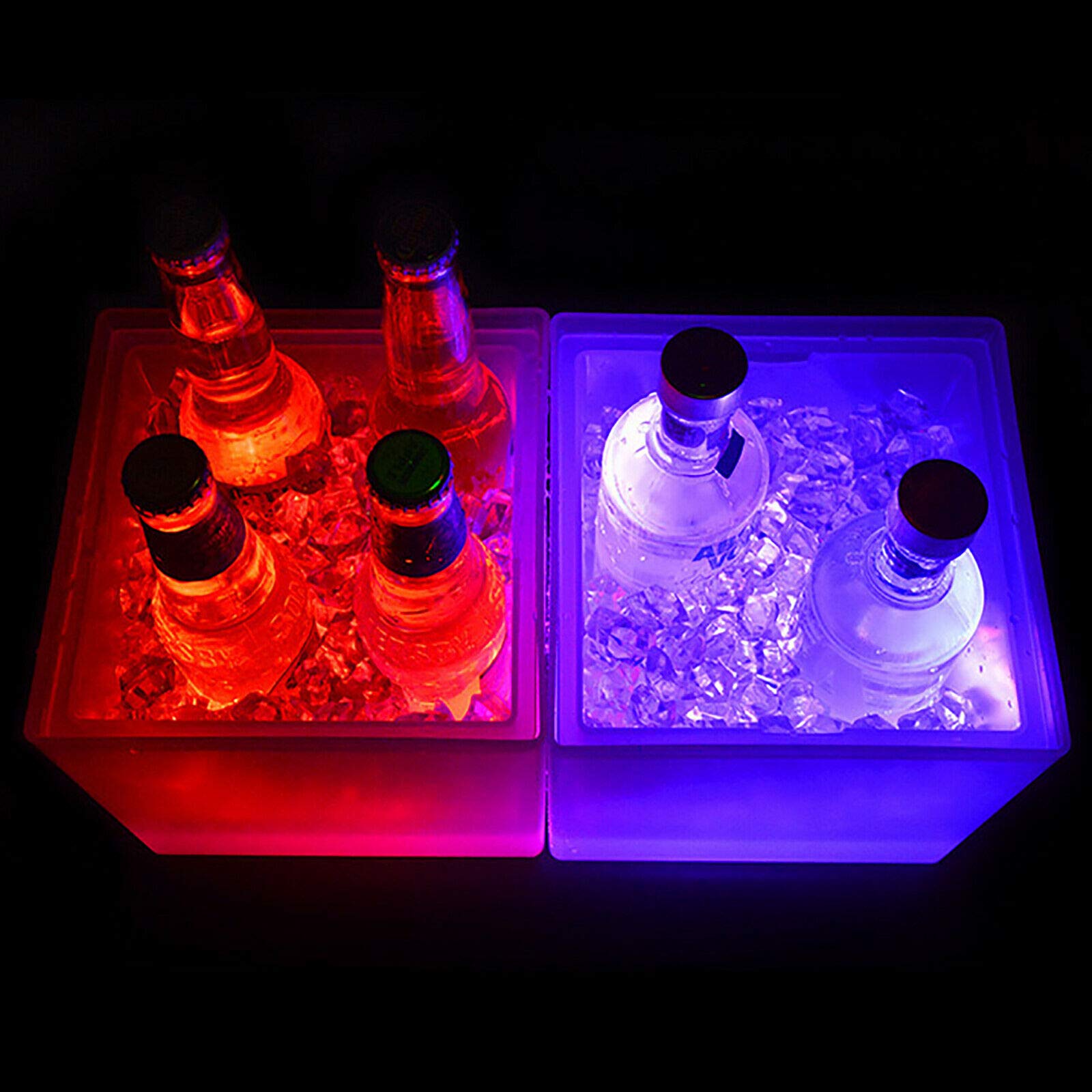 Secchiello per ghiaccio da 3,5 l con luce LED colorata, secchio per ghiaccio che cambia colore, refrigeratore di champagne, vino, bevande, birra, per club, festa, bar