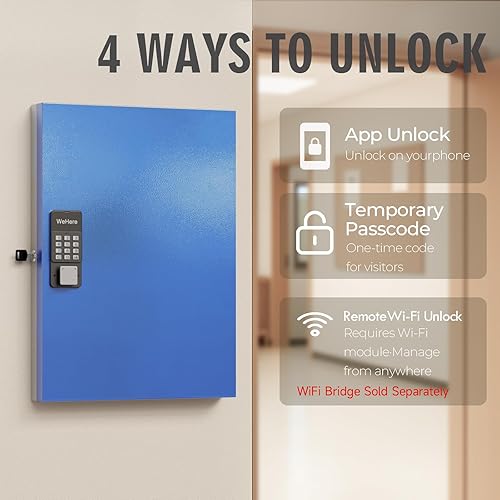 Miniatura 9 de WeHere Caja de bloqueo de 192 llaves para montaje en pared, APP BluetoothOTPWi-FiCódigo fijoDesbloqueo de llaves, gabinete de llaves inteligente con