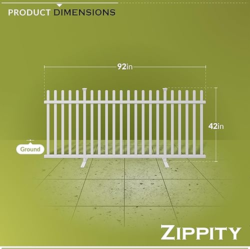 Miniatura 5 de Zippity - Kit de valla portátil ligero independiente de 3.5 pies de alto x 7.6 pies de ancho (1 panel), panel de valla de vinilo blanco, valla