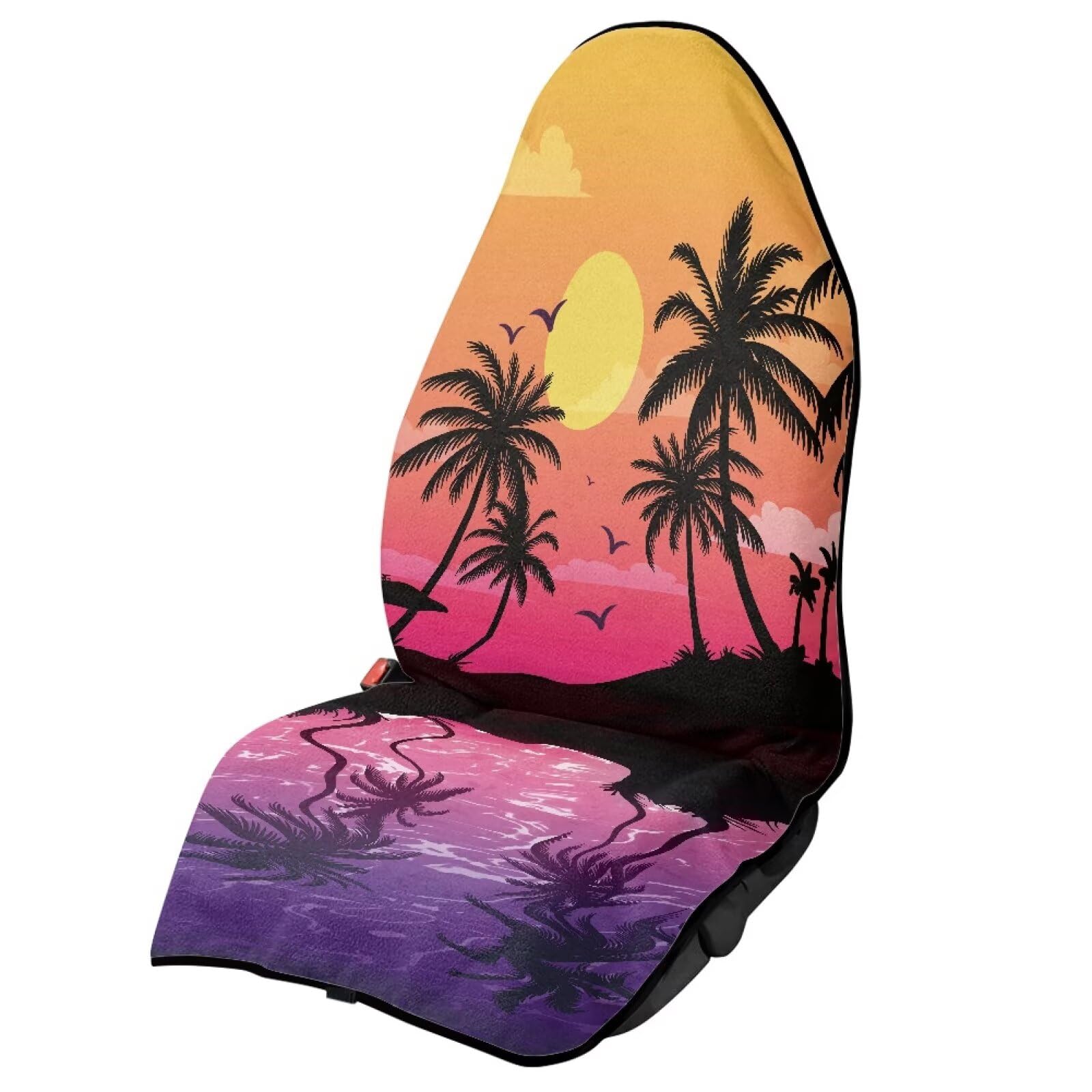 Palm Tree Sunset Seat Covers for Cars Waterproof Soft Auto Seat Covers Anti-Slip Fashion Auto Interior Easy to Install Universal Fit for Vehicles,Cars,Suvs,Vans,Sedans