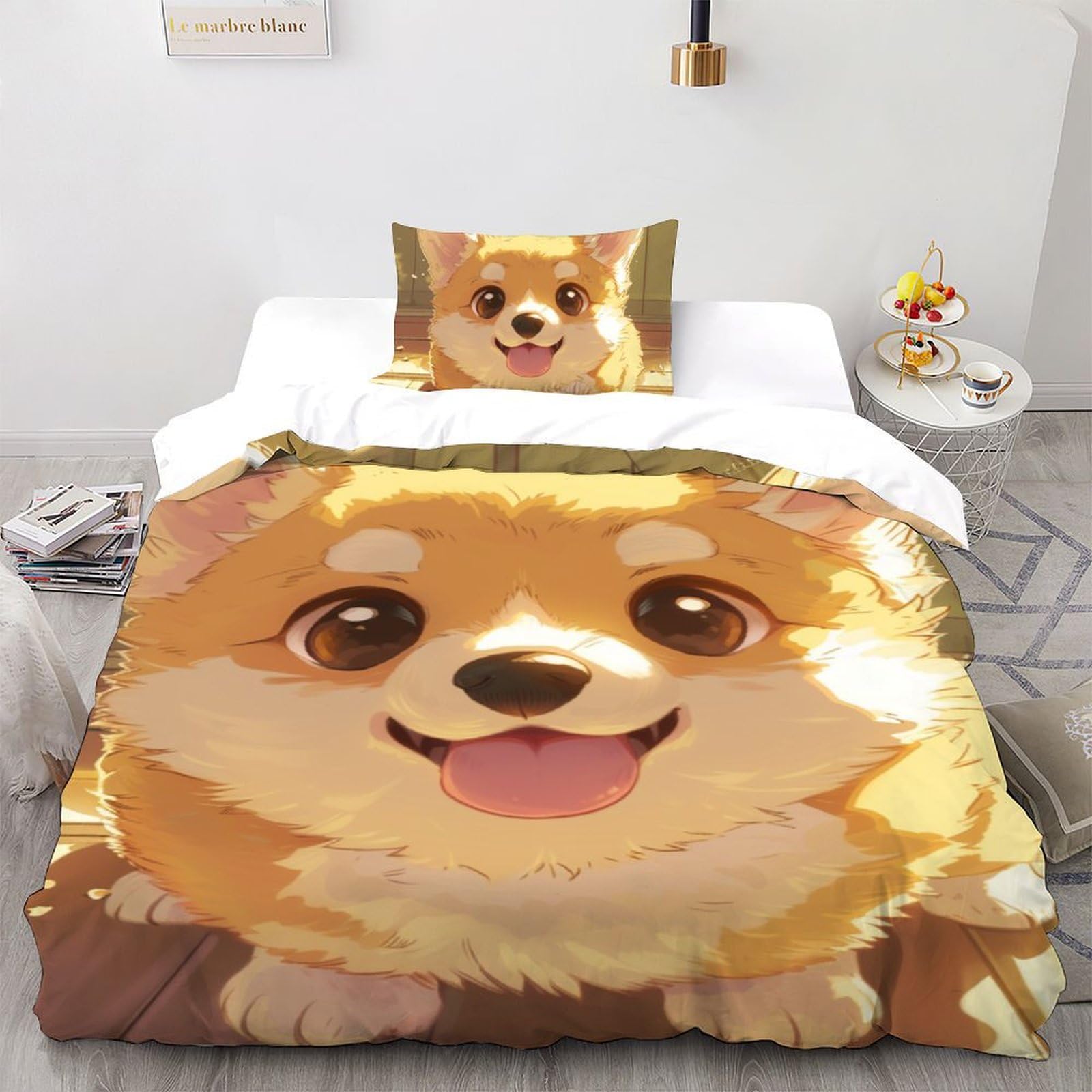 Housse de couette chien 135x200cm facile à laver pour lit simple enfant