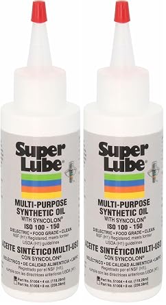 Super Lube Multi-Purpose Synthetic Oil w/Syncolon - Waterproof - NSF Rated - Industrial Grade - 3D Printer, Tool & Maintenance Use - Translucent White - Bottle - 4 oz 51004 Pack of 2