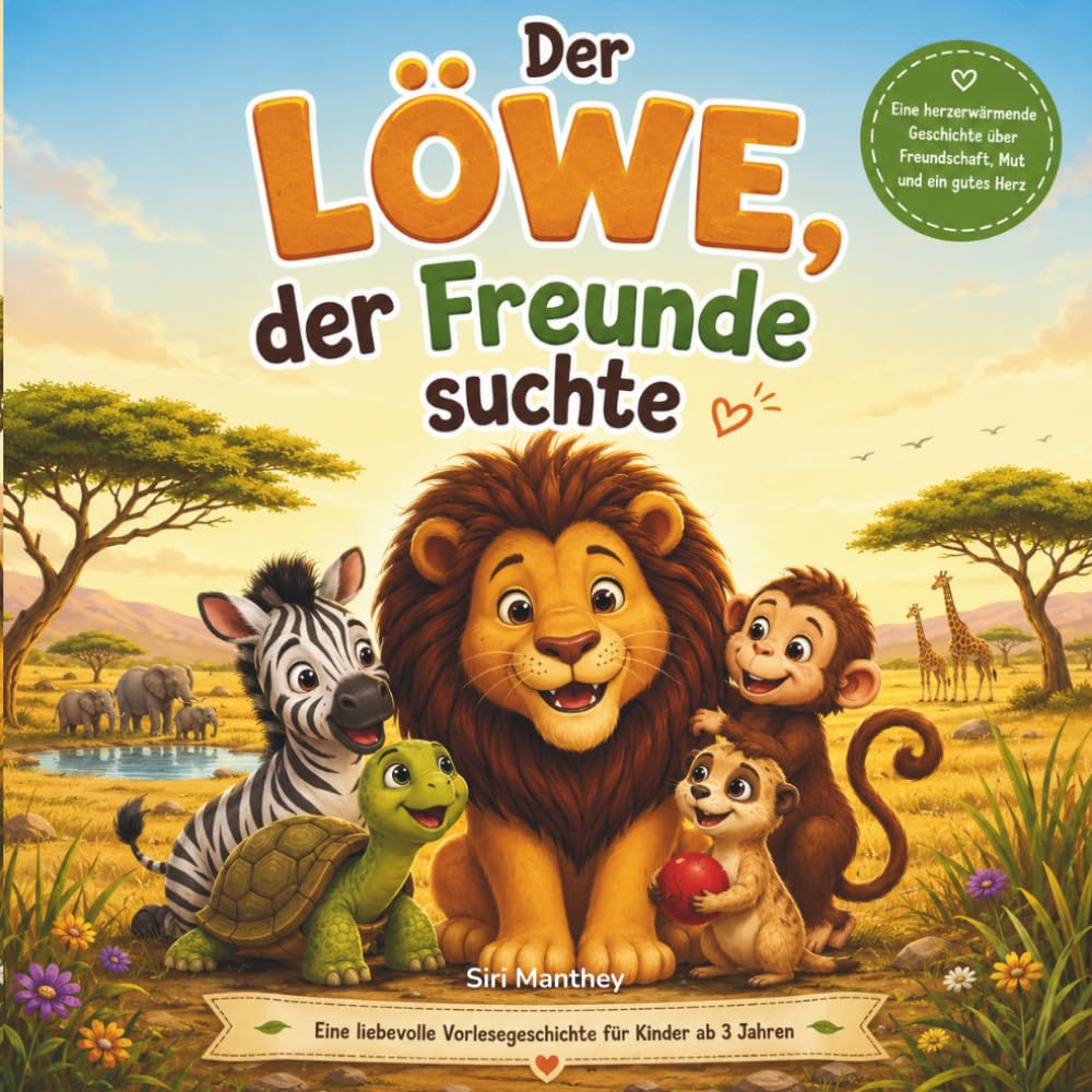 Der Löwe, der Freunde suchte: Vorlesegeschichte I Freundschaft I Mut I Herz I Offenheit I Gute Nacht Geschichte I Jungen I Mädchen I Kinder I ab 3 Jahren I Löwe