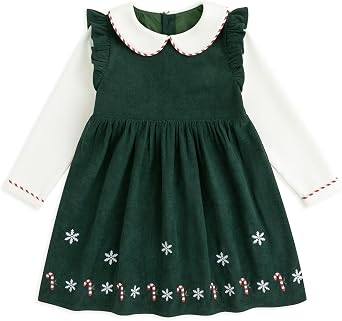 Simplee kids Baby Girls Peter Pan Collar Dress Long Sleeve Dress for Winter Autumn 12M-6T