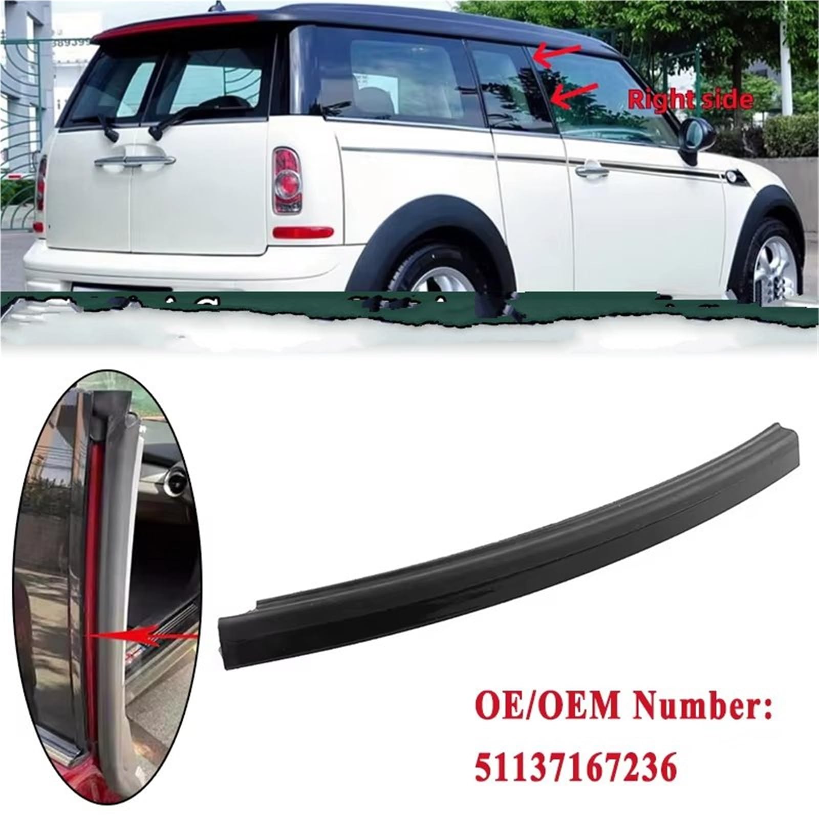 Guarnizioni porte finestrini Per Mini Per Cooper Per Clubman R55 2007-2015 Porta Destra B Copertura Colonna Pilastro Rivestimento In Plastica Striscia Tenuta Modanatura Nera