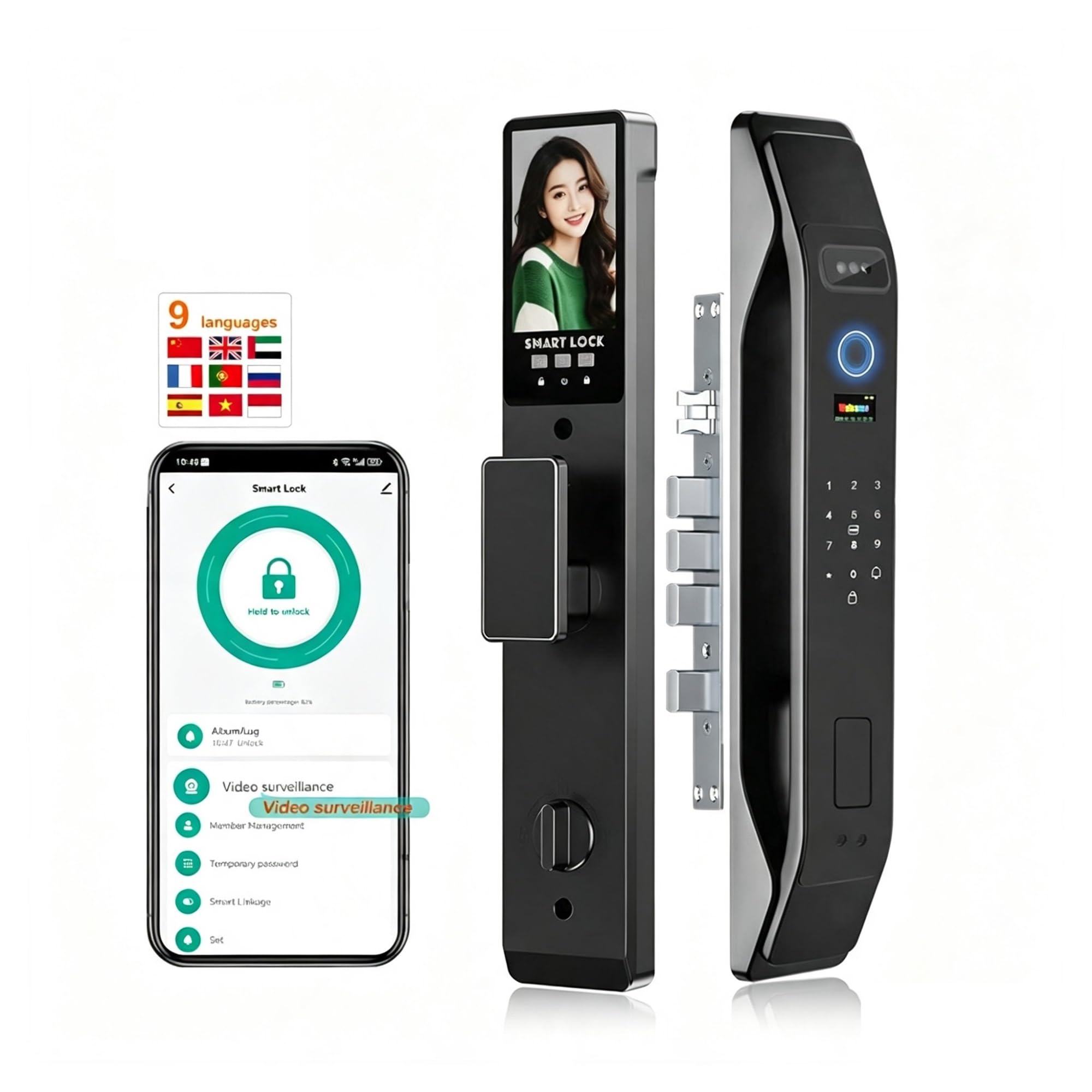 Smart Lock WiFi 3D Riconoscimento facciale Serratura for impronte digitali con controllo app