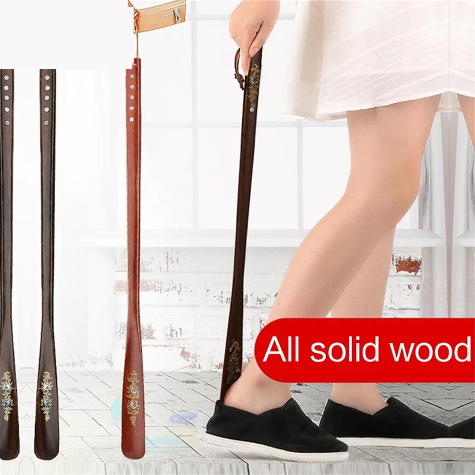 Calzador de Zapatos Largo Zapato profesional de madera 22/55/70cm, calzador con mango largo Flexible, útil levantador zapatos, cuchara for, herramientas for el hogar
