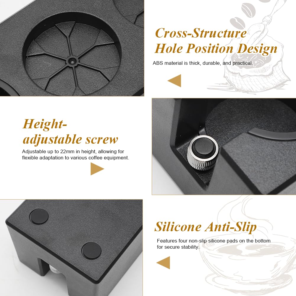 Stazione Tamper 51–58 mm per Portafiltro, Stazione Tamper Regolabile in Altezza in ABS, Stazione Antiscivolo Barista con 3 Fori per Tamper, Leveler, Strumento WDT e Accessori caffè