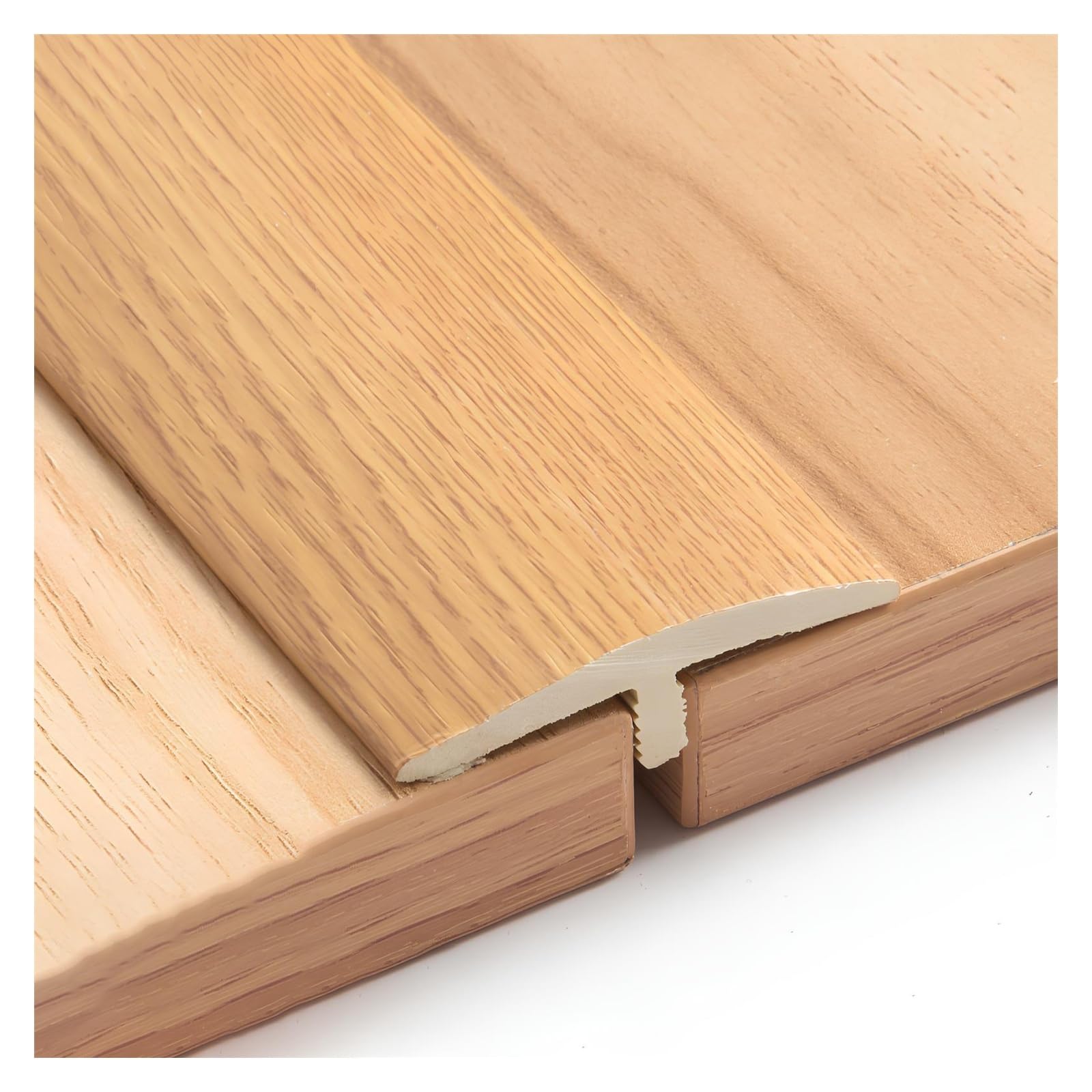 PVC T-Shape Floor Transition Strip 36", Self-Adhesive Doorway Threshold Trim, Flat Edge Divider For Laminate, Vinyl, Wood & Tile, Smooth Finish(Oak colour)