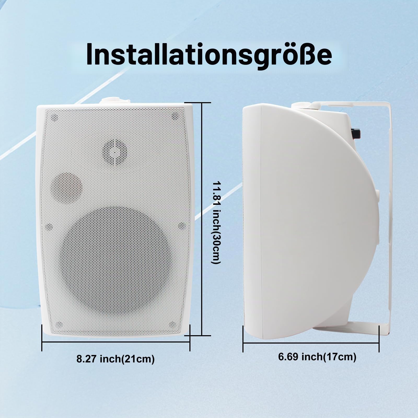 STUDIOFINIX 6,5-Zoll-Außenlautsprecher 400W passiv wasserfest Paar Weiß