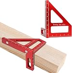 3D Multi Angle Measuring Ruler, 45° & 90° Degree Triangle Scriber Square Protractor, Miter Triangle Ruler Measuring Tool for Engineer Aluminum Inch Scale for Carpenters and Woodworkers (Red)