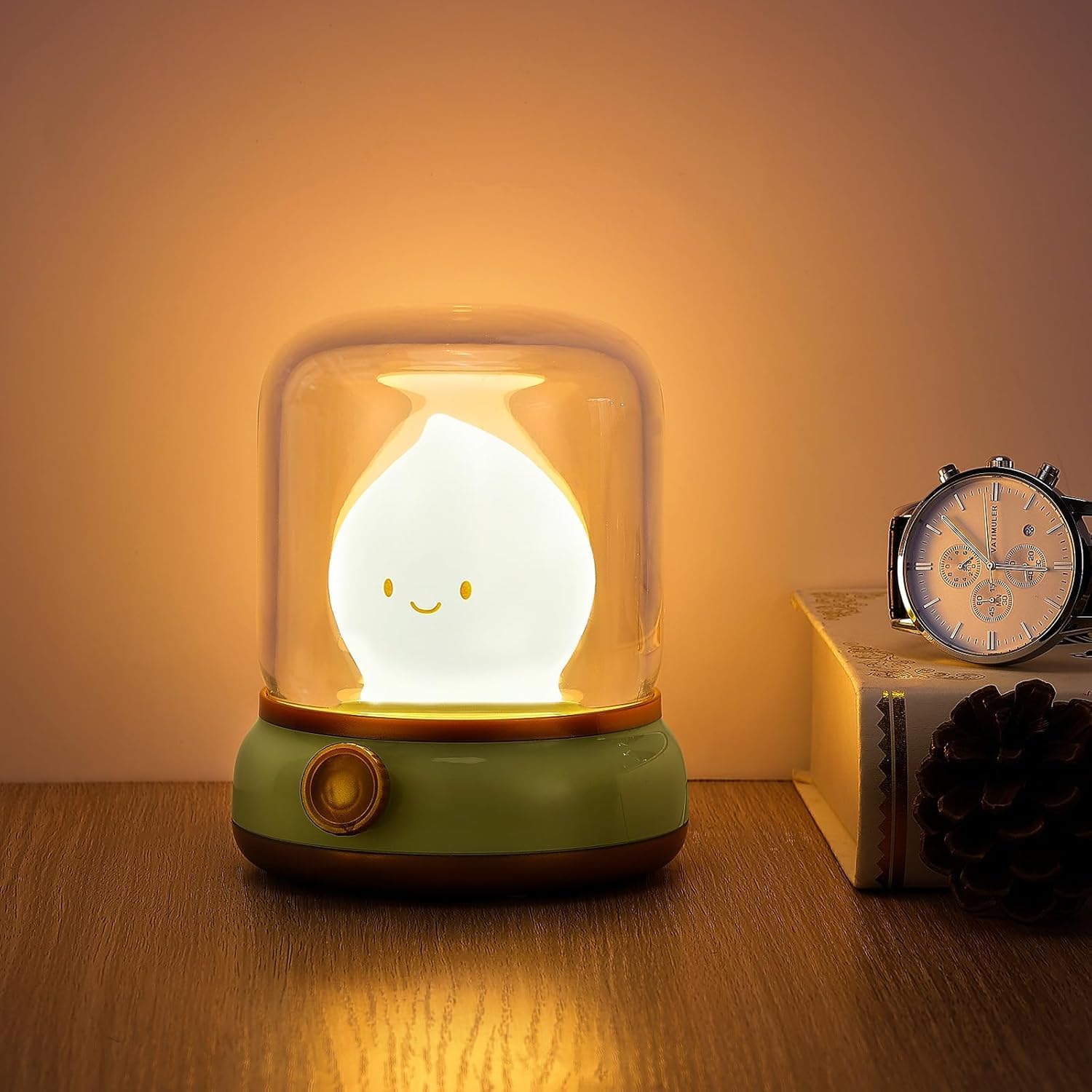 Luce notturna a forma di falò, simpatica lampada da comodino in stile cherosene, 2 modalità, dimmerabile, ricaricabile, luce notturna con timer per allattamento, sonno dei bambini, campeggio e
