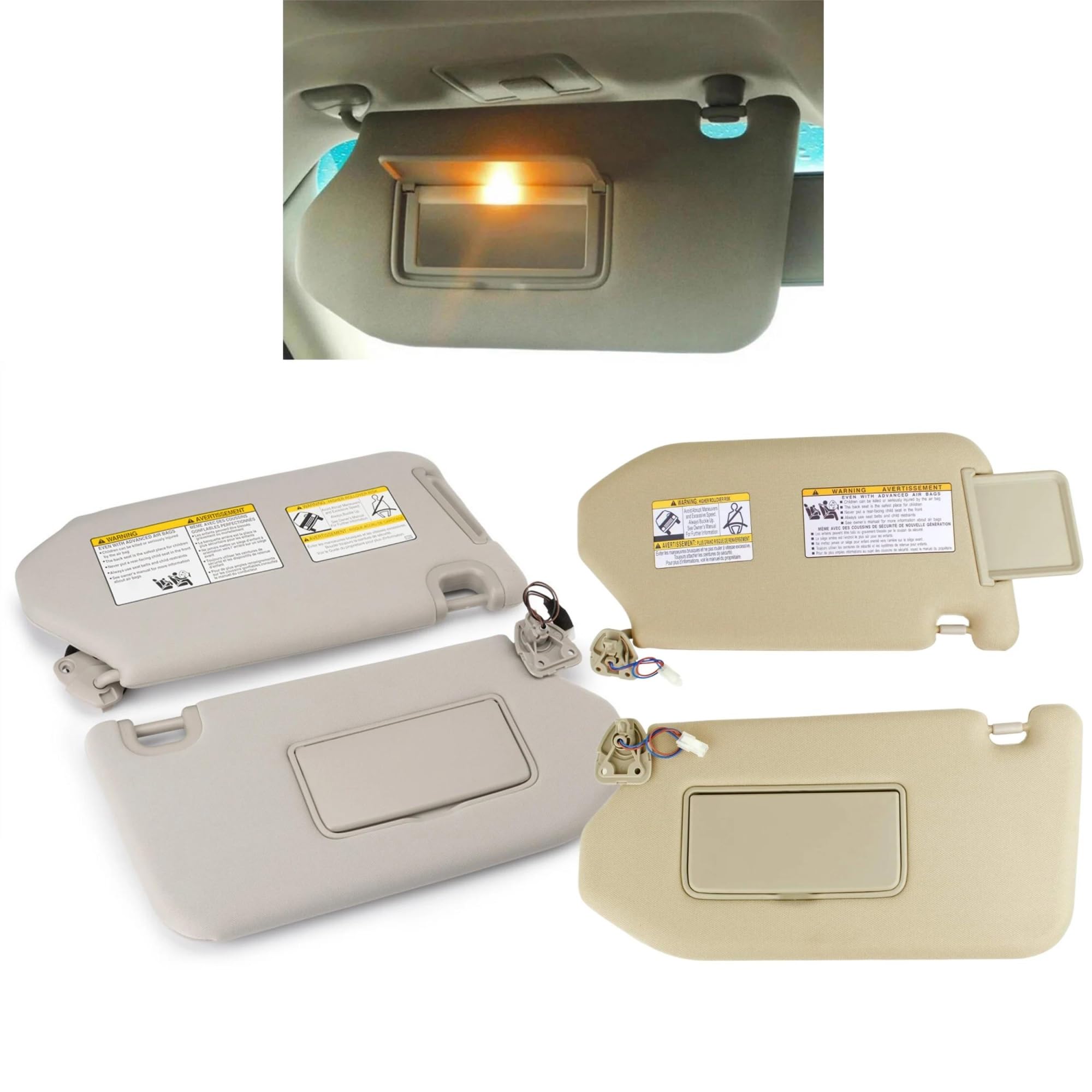 Tendine Parasole Auto Per Nissan Per Pathfinder 2013-2018 Per Infiniti QX60 JX35 Pannello parasole anteriore conducente e lato passeggero Parasole Parabrezza(Beige Left Side)