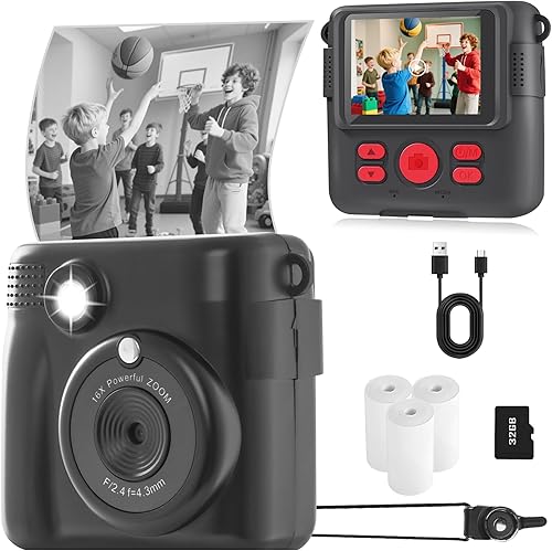 Miniatura 11 de Cámara de impresión instantánea para niños, cámara segura para niños, cámaras digitales HD zoom digital de 16X y tarjeta SD de 32G, cámaras