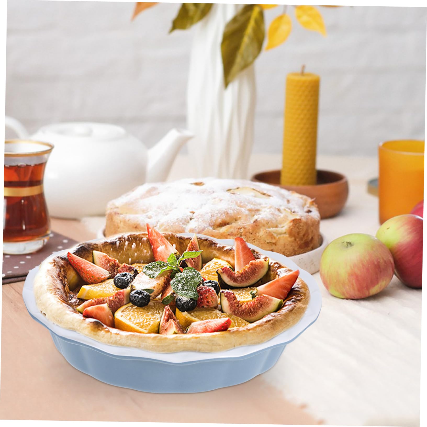 STOBAZA Plat à Tarte Rond en Céramique, Cuisson Uniforme, 1 Pièce
