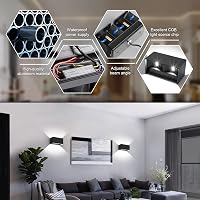 Kingwen 20W LED Kültéri Fali Lámpa Szett - 2db Fekete Alumínium Téglalap Alakú IP65 Vízálló Lámpatest, Állítható Fényszög, 6000K Hideg Fehér 4