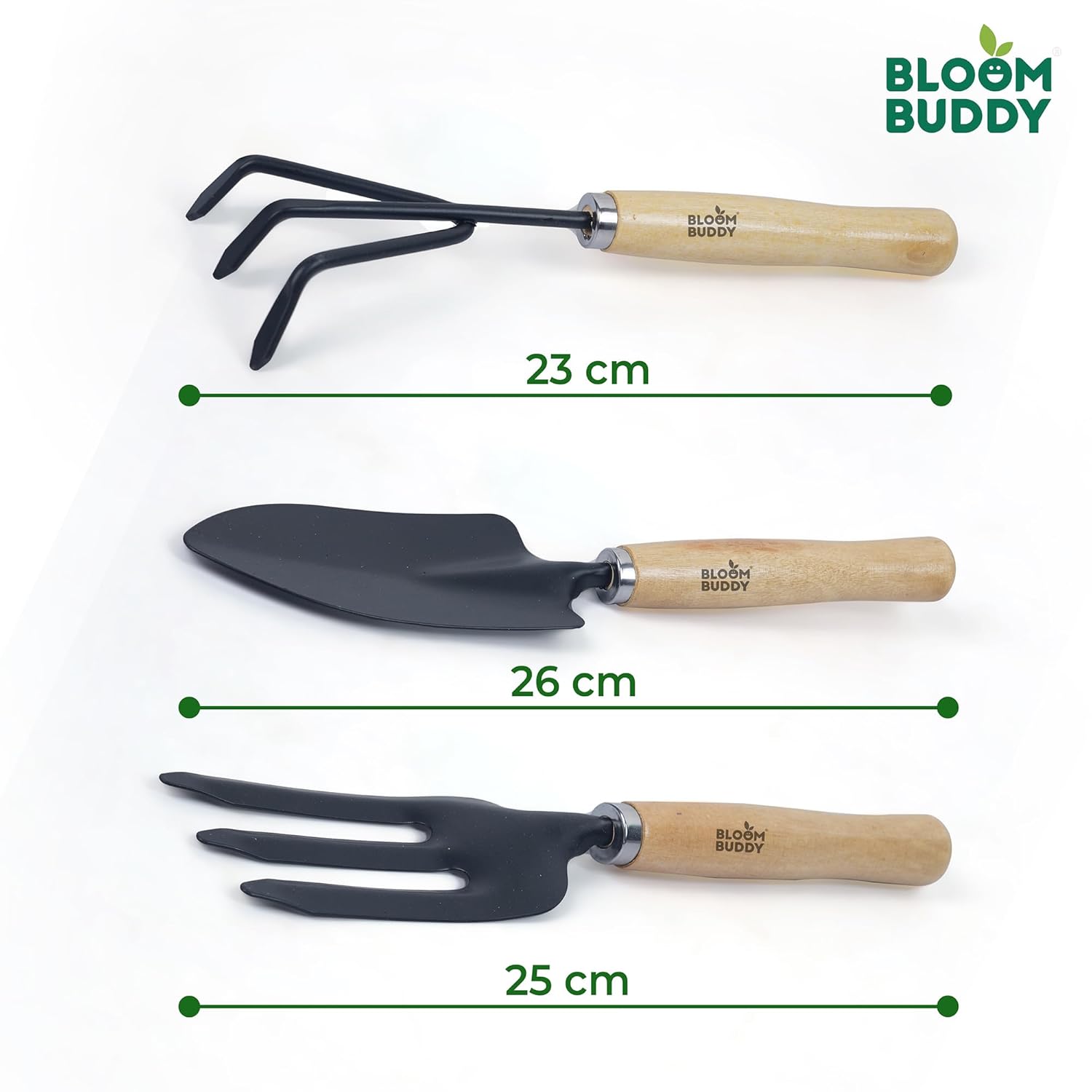 Bloom Buddy 3-Piece Premium Garden Tool Set (10-inch) | Elegant Wooden Handle Gardening Kit – Hand Trowel, Hand Cultivator & Hand Weeder | Durable, Rust-Resistant Tools for Home & Terrace Garden 21 718QJbi4HSL. SL1500