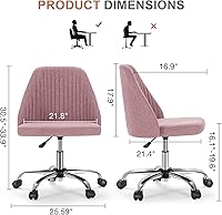 Vista 2 de DUMOS Office Chair, Comfy Desk Chair Rolling Vanity Swivel Task Chairs with Wheels, Wide Seating Armless Height Adjustable Computer Chairs for