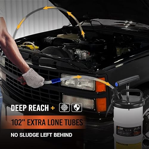 Miniatura 5 de EWK Bomba extractora de aceite manual de 6.5L para automoción, extractor de líquido Vacumm con removedor de tanque de bomba para cambio de aceite y