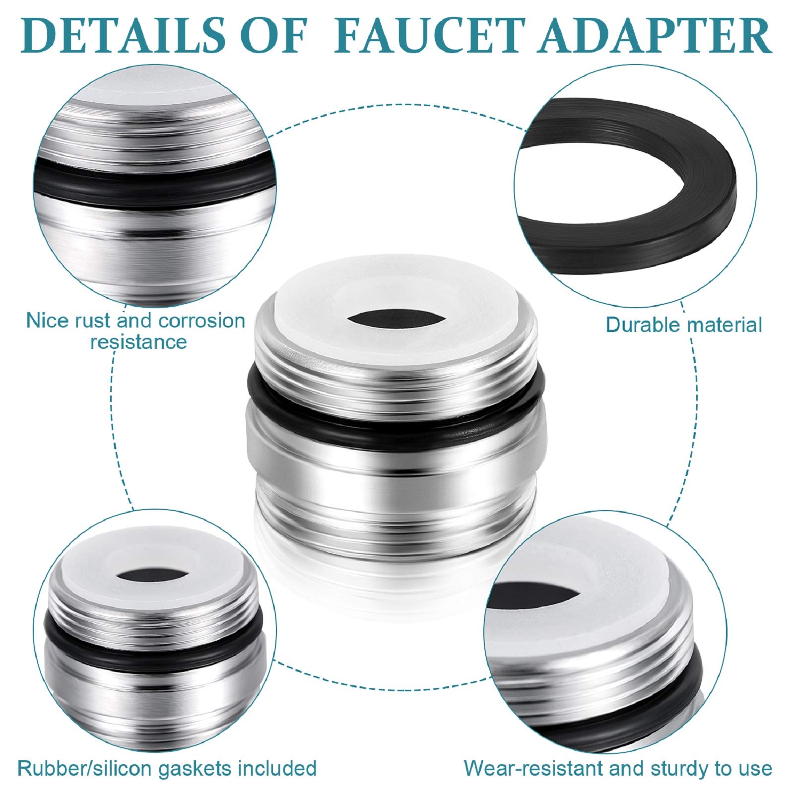 Faucet Adapter Kit Kitchen Sink Brass Aerator Adapter Solid Male/Female Faucet Adapter to