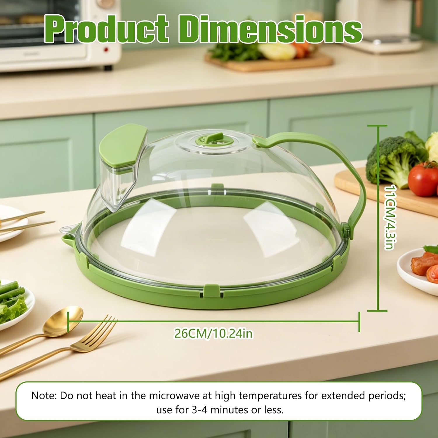 Microwave Splatter Cover with Water Steamer,Dome Plate Microwave Cover,Integrated Handle,Clear Plate Covers,Keeps Food Moist, Easy Clean, Splatter Guard