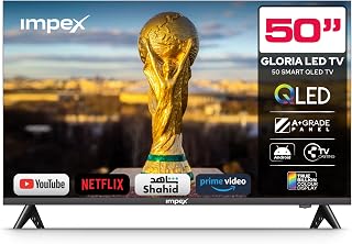 IMPEX 50-Inch QLED Smart TV Android, LED TV, Quad Core Processor, Screen Casting, 176° Viewing Angle, A+ Zero Bright Dot, 2 HDMI 2 USB, RJ45, Energy Saving, 2 Year Warranty - Gloria50Q