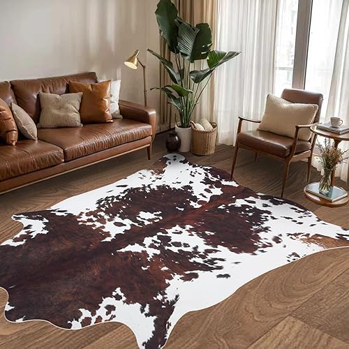 Miniatura 8 de Alfombra de Piel de Vaca Sintética 6.2X7.6 pies Alfombras con Estampado de Vaca Piel de Vaca Grande para Dormitorio Sala de Estar Comedor Alfombras