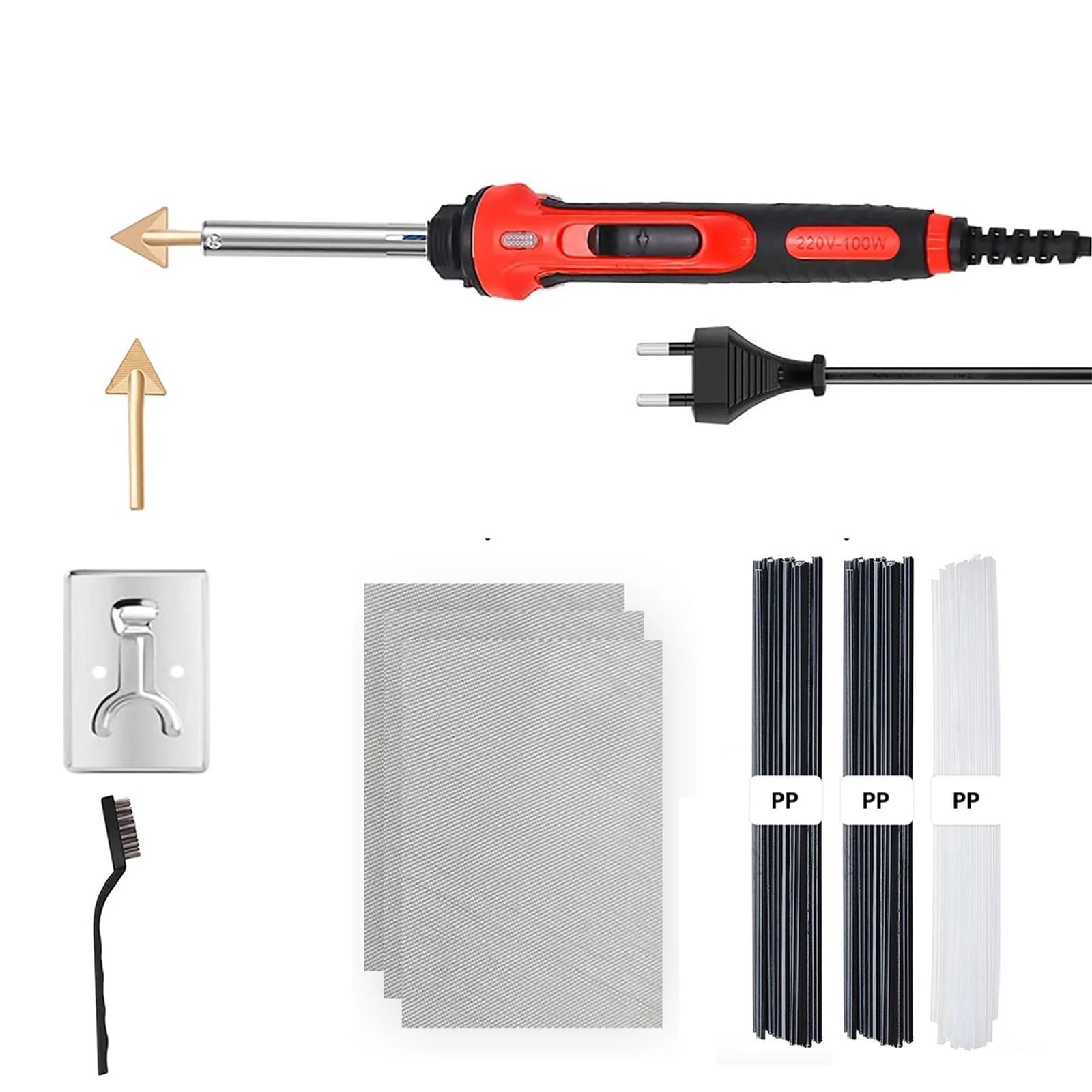Zgrzewarka do plastiku 100W PVC Naprawa zderzaka samochodu Elektryczna lutownica Szybko nagrzewająca się skórzana prasowarka(S)