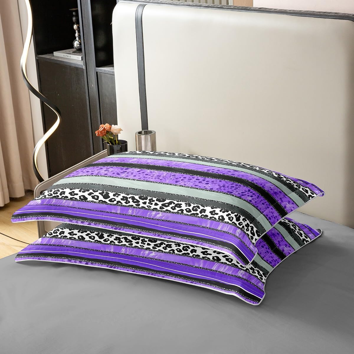 Castle Fairy Leopard Stripes 100% Nature Cotton Duvet Cover Abstract Leopard Comforter Cover Twin Size with 1 Pillowcase Ombre Stripes Modern Art Aesthetic Luxury Bedding Set (No Filler)