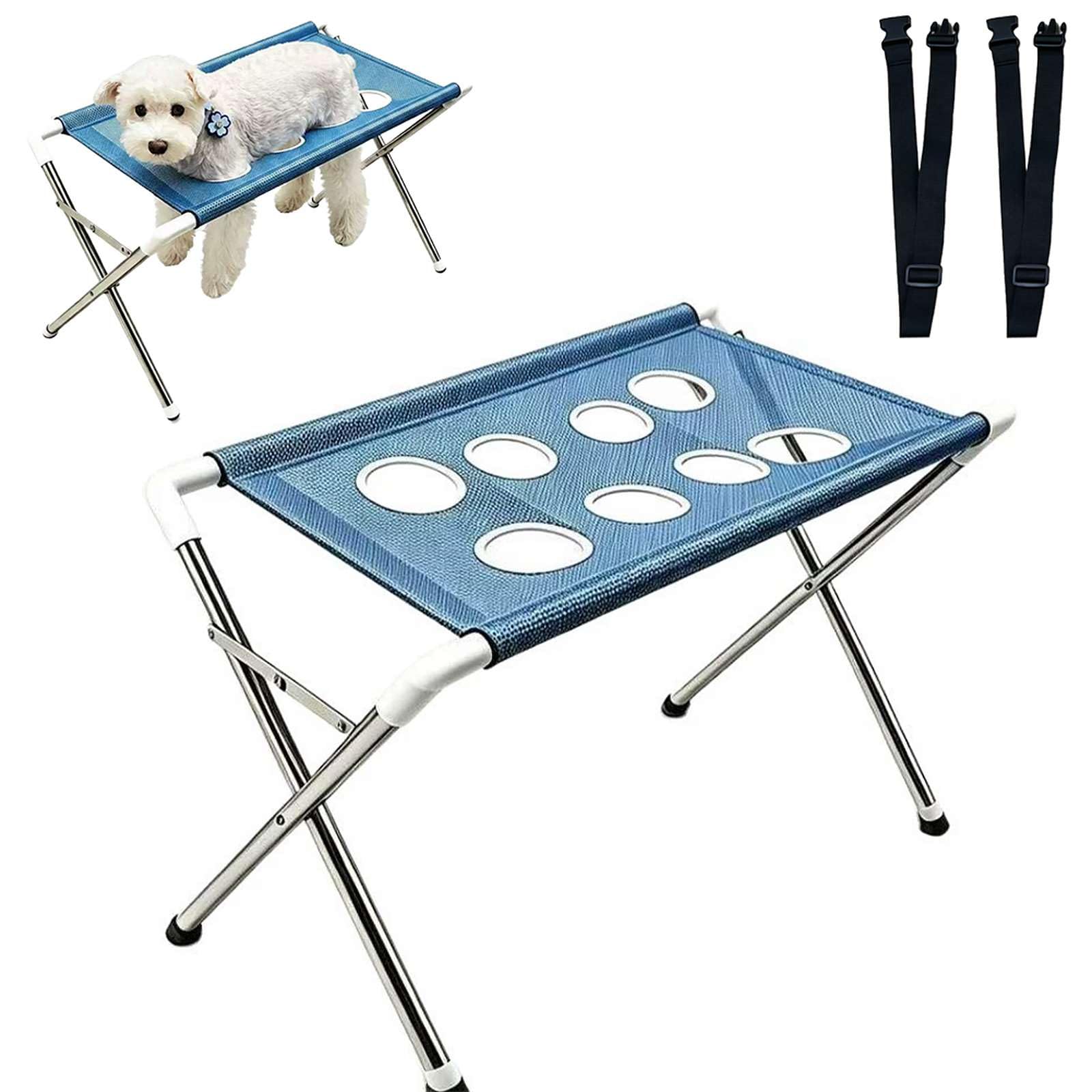 Dog Grooming Hammock Stand, Foldable Dog Bath Holder Sling Shower Chair