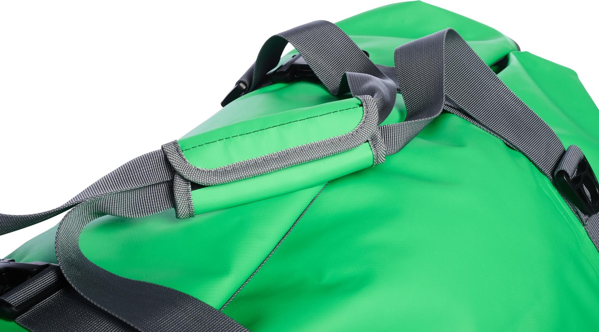 aQuos 100L wasserdichte Reisetasche – Dry Bag XXL aus LKW-Plane | Robuste Outdoor-Tasche mit Rucksackfunktion, Rollverschluss & Schultergurten (Grün)