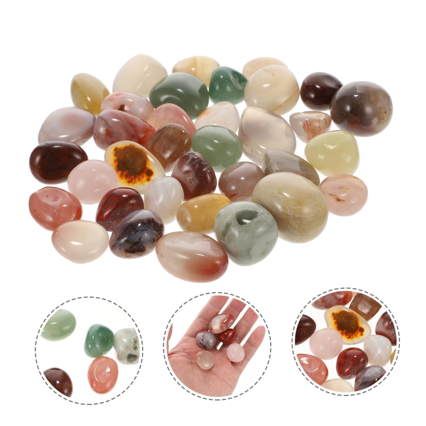 ORFOFE 500g Polierte Kieselsteine Natursteine Blumentopfsteine Vasensteine Landschaftssteine Vasenfüller Dekoration Für Aquarium Blumentopf Und Tischdekoration