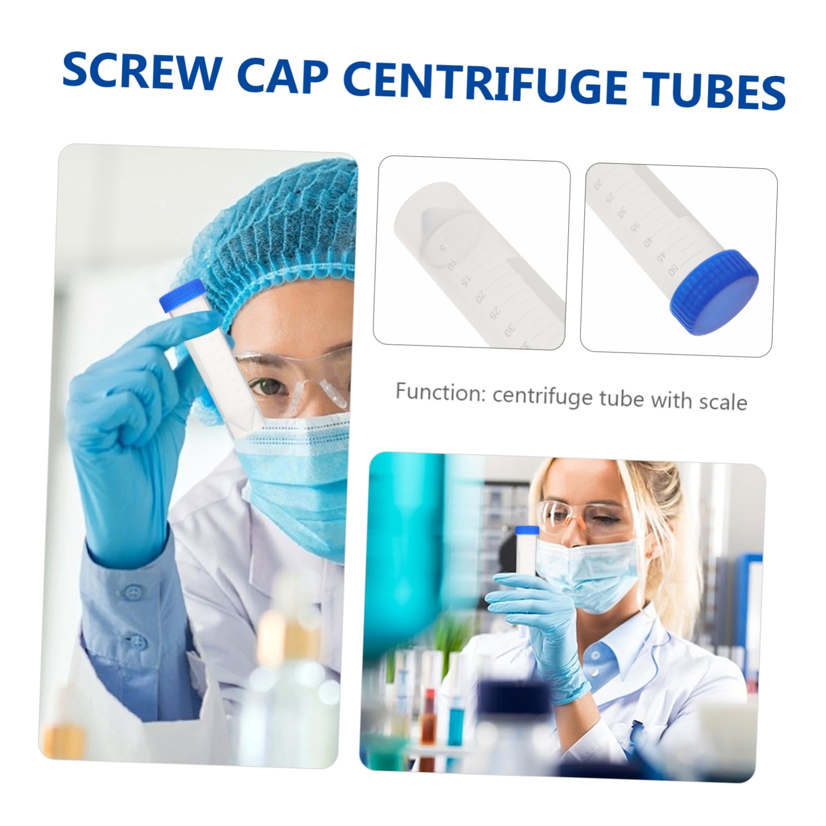 Contenitori Per Centrifuga Da Laboratorio 50 Ml Tappo a Vite, Fondo Piatto Autoportante, Confezione Da 50 Pezzi, Provette Per Test e Conservazione Liquidi