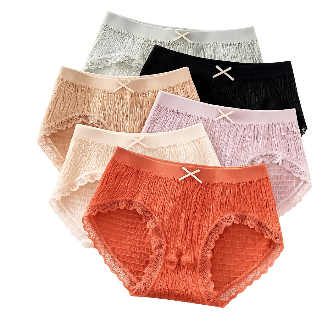Seamless Mid Waist Panty Traceless Japanese Girls Underwear Ladies Cotton Crotch Skin Friendly Antibacterial Breathable Lace Edge-image-40